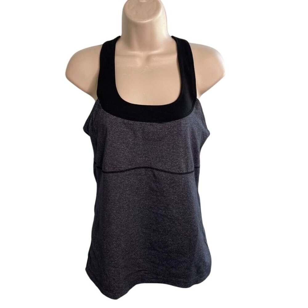 Gapfit Womens Racerback Yoga Tank Top Heathered Gray Black Size Small C